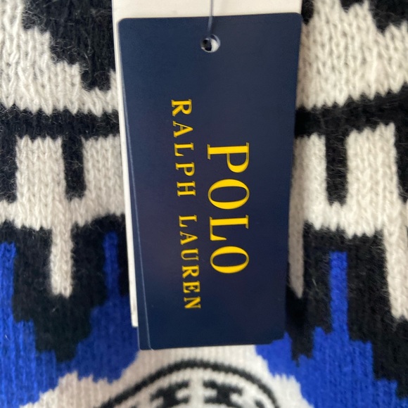 🔖 XS RALPH LAUREN POLO Sweater Fair Isle Italian Yarn Blue Black White - Picture 5 of 12